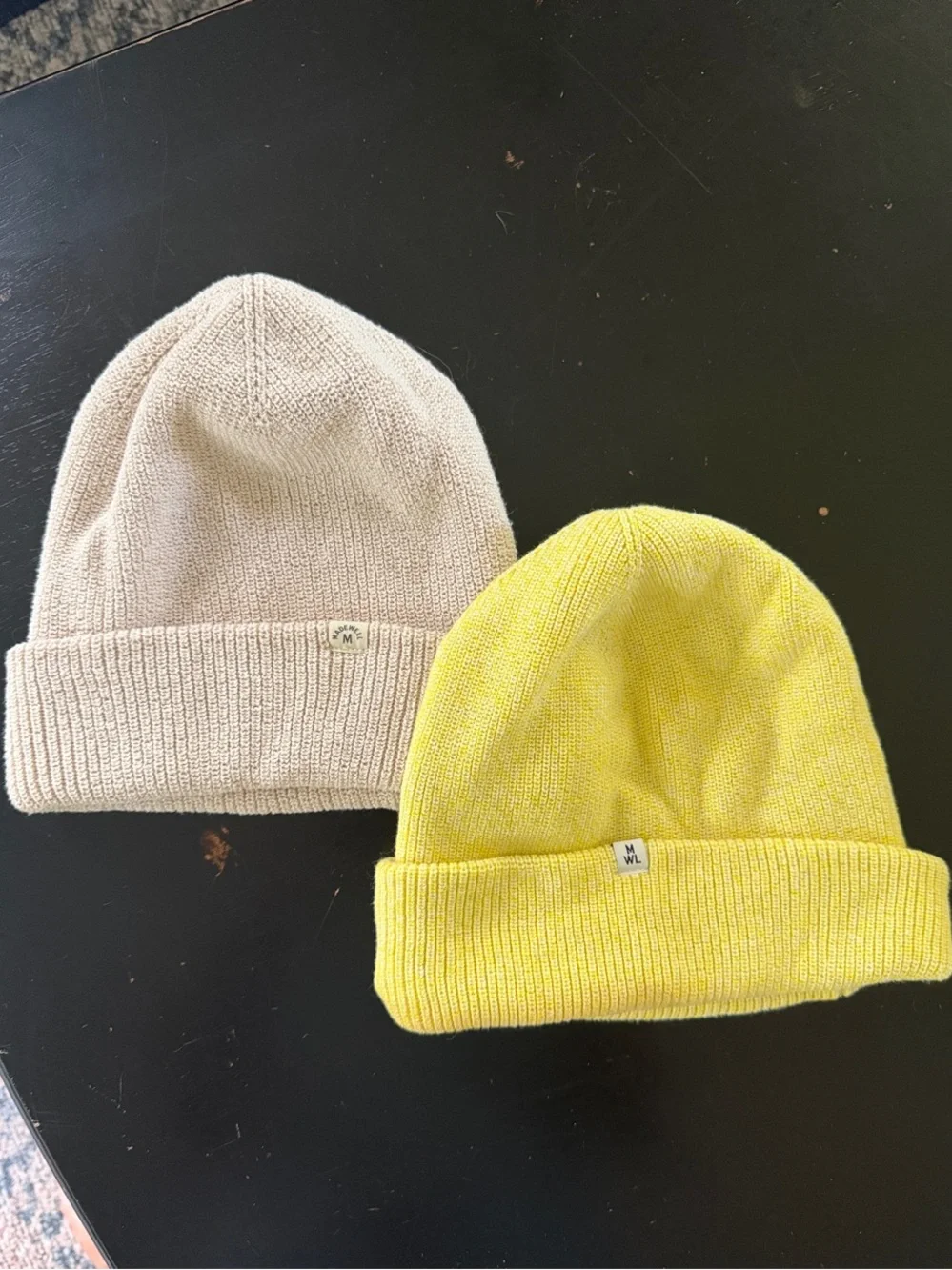 Madewell Ribbed Beanie - Yellow and Cream